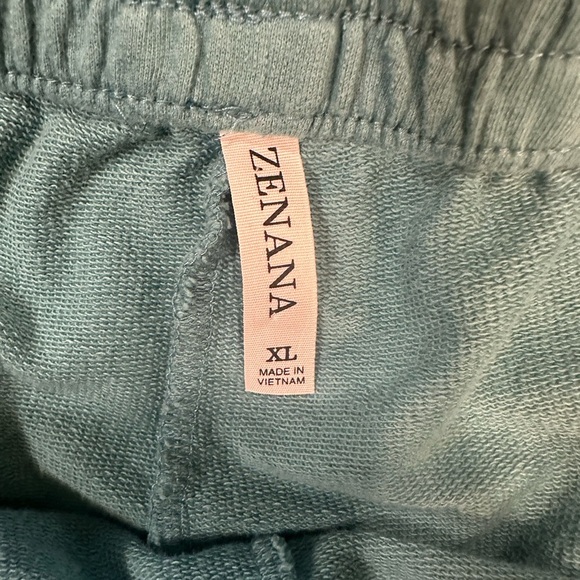 Zenana Wide Leg Pull On Pants Size XL Soft Teal Blue Cropped Length Stretch - Picture 6 of 14